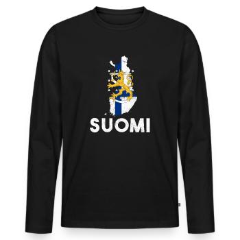 suomi finland flag, finnish finland - Männer Premium Bio Langarmshirt - Schwarz - Vorne - Nico (187cm)