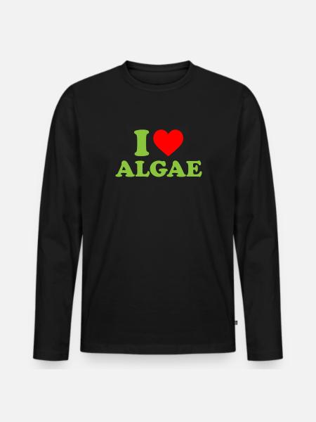 I love algae, algae diatom - Männer Premium Bio Langarmshirt - Schwarz