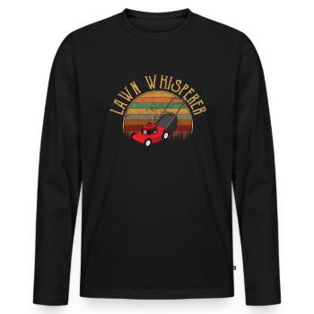 Lawn whisperer mower, mowing - Männer Premium Bio Langarmshirt - Schwarz - Vorne - Nico (187cm)