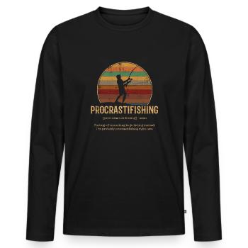 procrastifishing, Procrastinator Fishing procrasti - Männer Premium Bio Langarmshirt - Schwarz - Vorne - Nico (187cm)