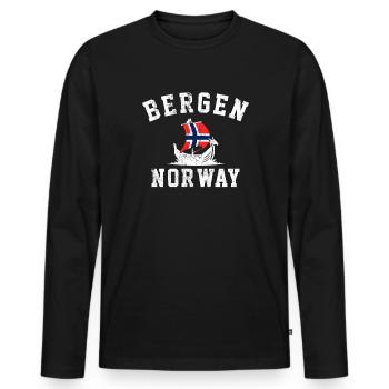 Bergen Norwegian flag, Norway - Männer Premium Bio Langarmshirt - Schwarz - Vorne - Nico (187cm)