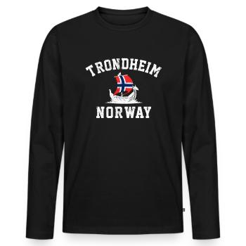 Trondheim Norwegian flag, Norway - Männer Premium Bio Langarmshirt - Schwarz - Vorne - Nico (187cm)