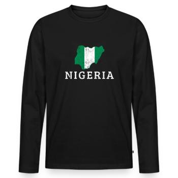 Nigerian flag map, nigeria - Männer Premium Bio Langarmshirt - Schwarz - Vorne - Nico (187cm)