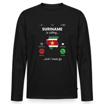 Suriname is calling and i must go, suriname - Männer Premium Bio Langarmshirt - Schwarz - Vorne - Nico (187cm)