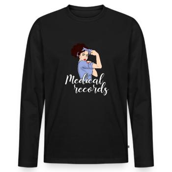 Medical Records girl, Appreciation Medical Records - Männer Premium Bio Langarmshirt - Schwarz - Vorne - Nico (187cm)