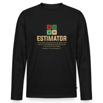 estimator definition, estimator - Männer Premium Bio Langarmshirt - Schwarz - Vorne - Nico (187cm)
