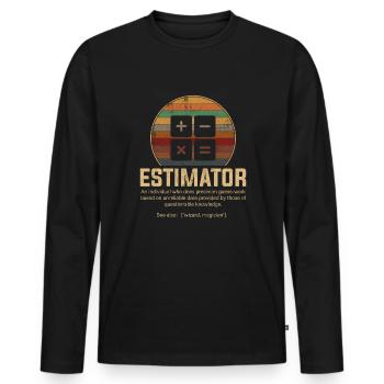 estimator definition, estimator - Männer Premium Bio Langarmshirt - Schwarz - Vorne - Nico (187cm)