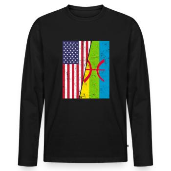 kabyle amazigh flag berber, africa kabyle - Männer Premium Bio Langarmshirt - Schwarz - Vorne - Nico (187cm)