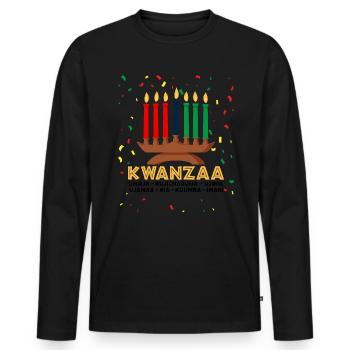 kwanzaa, kinara candle kwanzaa - Männer Premium Bio Langarmshirt - Schwarz - Vorne - Nico (187cm)