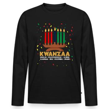 kwanzaa, kinara candle kwanzaa - Männer Premium Bio Langarmshirt - Schwarz - Vorne - Nico (187cm)