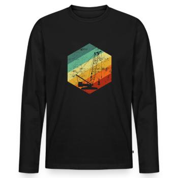 vintage crane operator - Männer Premium Bio Langarmshirt - Schwarz - Vorne - Nico (187cm)