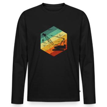 vintage crane operator - Männer Premium Bio Langarmshirt - Schwarz - Vorne - Nico (187cm)