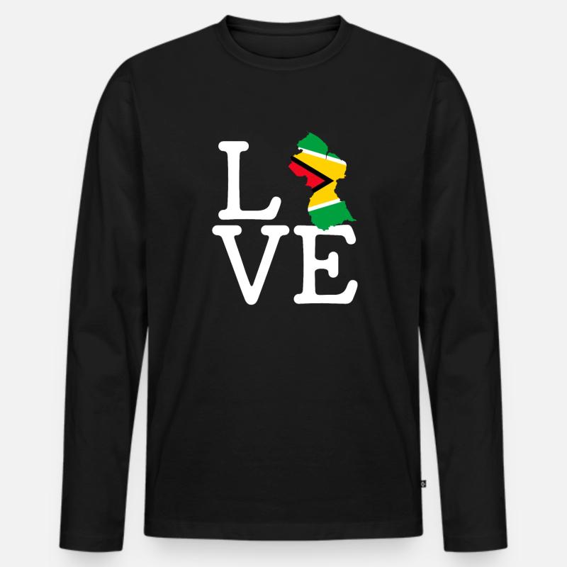 guyana love, guyana - Männer Premium Bio Langarmshirt - Schwarz