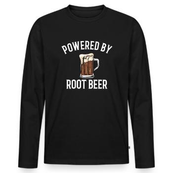 Powered by root beer, root beer - Männer Premium Bio Langarmshirt - Schwarz - Vorne - Nico (187cm)