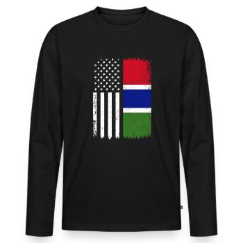 Gambian american flag, Gambia - Männer Premium Bio Langarmshirt - Schwarz - Vorne - Nico (187cm)
