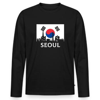 Seoul south korea seoul - Männer Premium Bio Langarmshirt - Schwarz - Vorne - Nico (187cm)