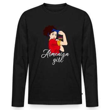 Armenian girl, armenia - Männer Premium Bio Langarmshirt - Schwarz - Vorne - Nico (187cm)