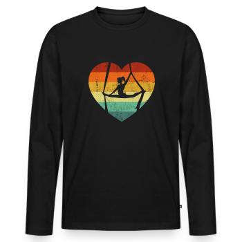 Aerial Silk vintage, Acrobatics Aerial Silks - Männer Premium Bio Langarmshirt - Schwarz - Vorne - Nico (187cm)