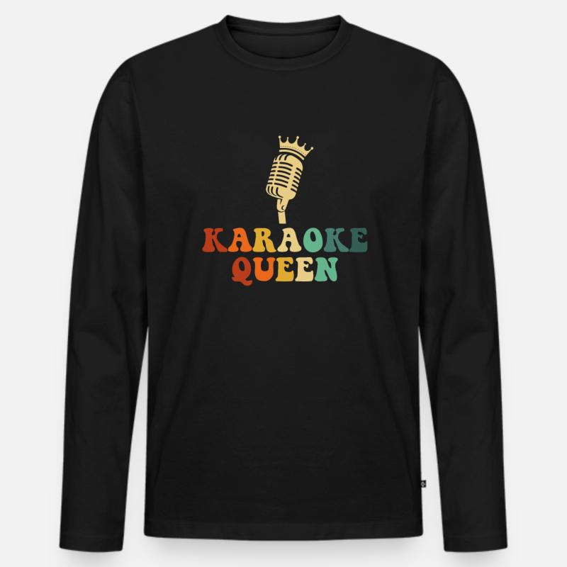 karaoke queen, karaoke - Männer Premium Bio Langarmshirt - Schwarz
