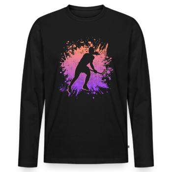 Floorball Player Floorballer Women Floorball - Men's Premium Organic Long Sleeve Shirt - black - Front - Nico (187cm)