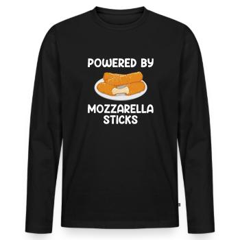 Powered by Mozzarella Sticks, Mozzarella Sticks - Männer Premium Bio Langarmshirt - Schwarz - Vorne - Nico (187cm)