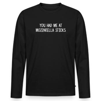 You had me at Mozzarella Sticks, Mozzarella Sticks - Männer Premium Bio Langarmshirt - Schwarz - Vorne - Nico (187cm)
