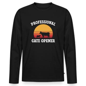 professional gate opener, cow Gate opener - Männer Premium Bio Langarmshirt - Schwarz - Vorne - Nico (187cm)
