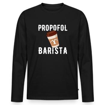 propofol barista laryngoscope anesthesiologist - Männer Premium Bio Langarmshirt - Schwarz - Vorne - Nico (187cm)