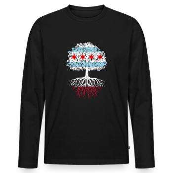 Poland chicago, polska chicago polish - Männer Premium Bio Langarmshirt - Schwarz - Vorne - Nico (187cm)
