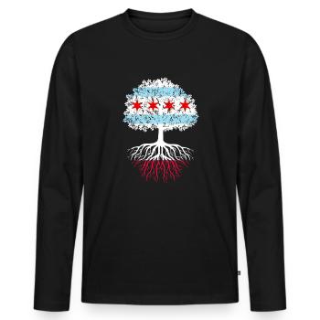 Poland chicago, polska chicago polish - Männer Premium Bio Langarmshirt - Schwarz - Vorne - Nico (187cm)