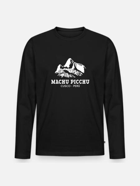 machu picchu, Peruvian machu picchu - Männer Premium Bio Langarmshirt - Schwarz