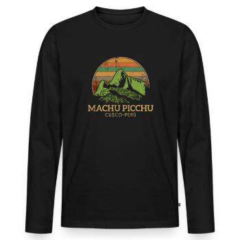 machu picchu, Peruvian machu picchu - Männer Premium Bio Langarmshirt - Schwarz - Vorne - Nico (187cm)