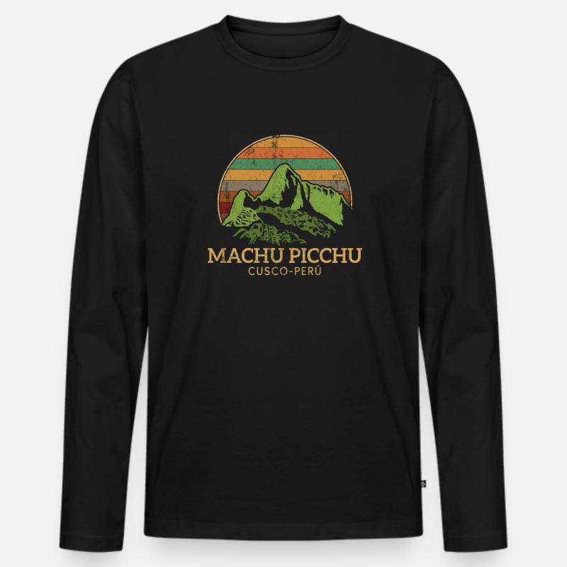 machu picchu, Peruvian machu picchu - Männer Premium Bio Langarmshirt - Schwarz