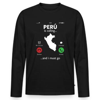 peru is calling i must go, peruvian peru - Männer Premium Bio Langarmshirt - Schwarz - Vorne - Nico (187cm)