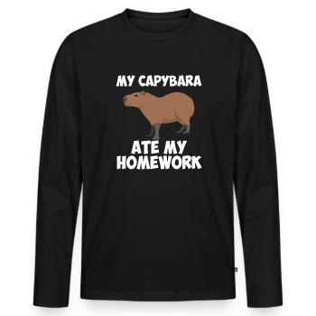 Capybara ate my homework, capybara - Men's Premium Organic Long Sleeve Shirt - black - Front - Nico (187cm)