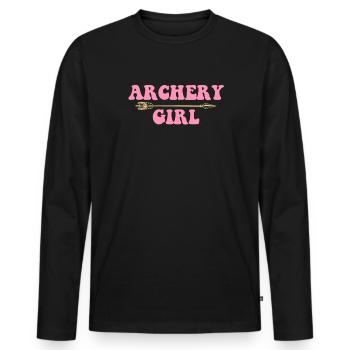 Fille de tir à l’arc, fille de tir à l’arc - T-shirt manches longues Premium bio Homme - noir - Devant - Nico (187cm)