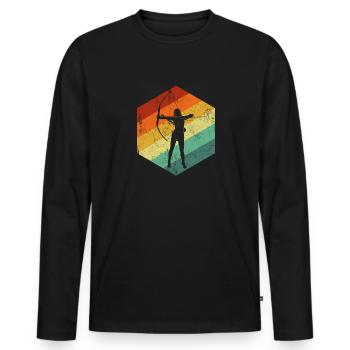 Fille de tir à l’arc, fille de tir à l’arc - T-shirt manches longues Premium bio Homme - noir - Devant - Nico (187cm)