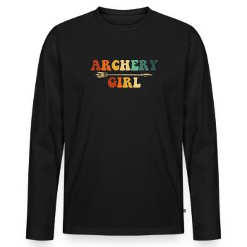 Fille de tir à l’arc, fille de tir à l’arc - T-shirt manches longues Premium bio Homme - noir - Devant - Nico (187cm)