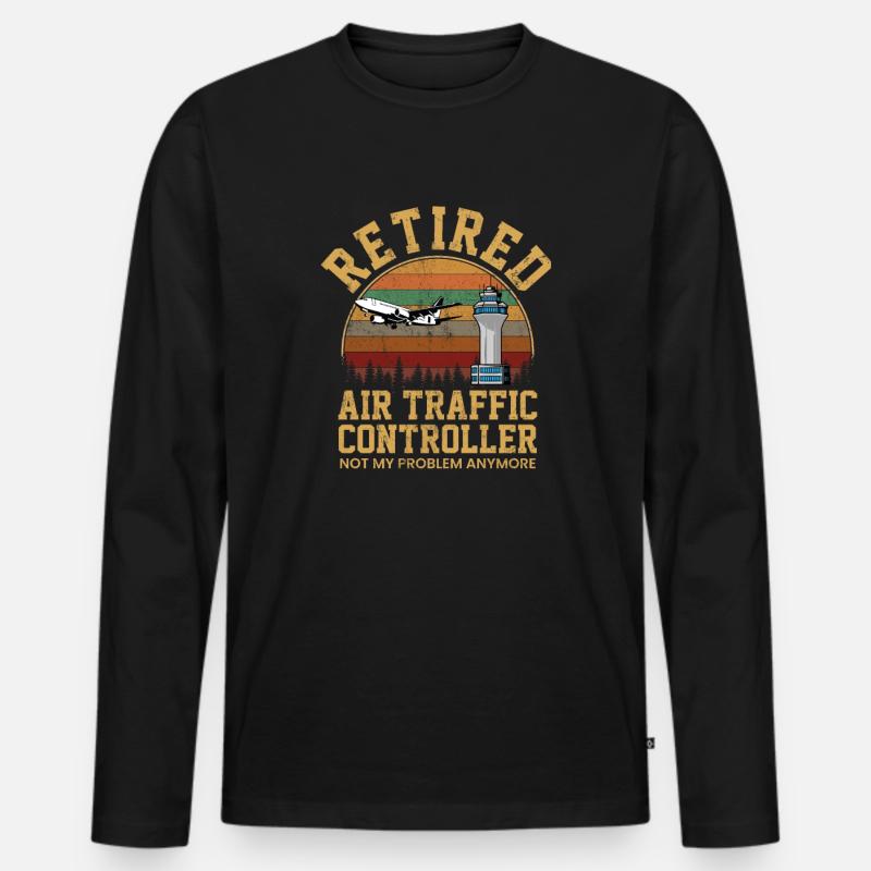 Retired Air traffic controller - Männer Premium Bio Langarmshirt - Schwarz