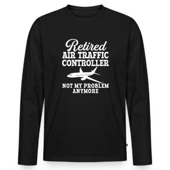 Contrôleur de la circulation aérienne à la retraite Contrôle de la circulation aérienne - T-shirt manches longues Premium bio Homme - noir - Devant - Nico (187cm)