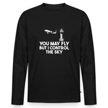 vous pouvez voler i contrôle contrôleur de la circulation aérienne - T-shirt manches longues Premium bio Homme - noir - Devant - Nico (187cm)