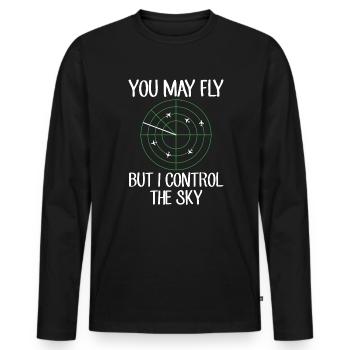 vous pouvez voler i contrôle contrôleur de la circulation aérienne - T-shirt manches longues Premium bio Homme - noir - Devant - Nico (187cm)