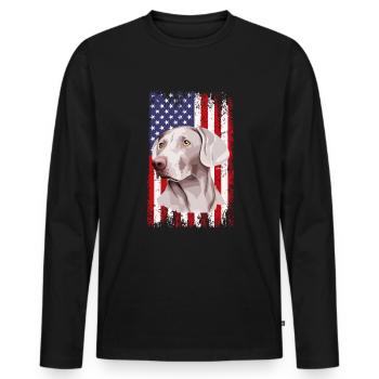weimaraner dad american flag, weimaraner dog - Männer Premium Bio Langarmshirt - Schwarz - Vorne - Nico (187cm)