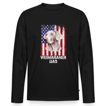 weimaraner dad american flag, weimaraner dog - Männer Premium Bio Langarmshirt - Schwarz - Vorne - Nico (187cm)