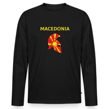 Drapeau de la Macédoine, Macédoine antique - T-shirt manches longues Premium bio Homme - noir - Devant - Nico (187cm)