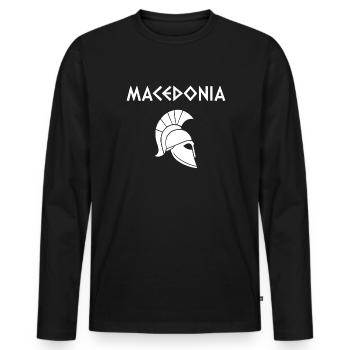 Drapeau de la Macédoine, Macédoine - T-shirt manches longues Premium bio Homme - noir - Devant - Nico (187cm)