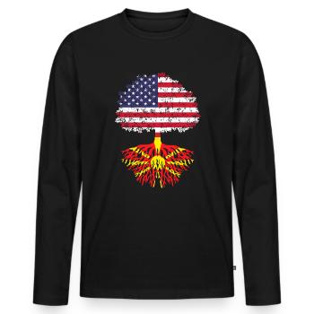 Macedonia american flag, tree macedonia - Männer Premium Bio Langarmshirt - Schwarz - Vorne - Nico (187cm)