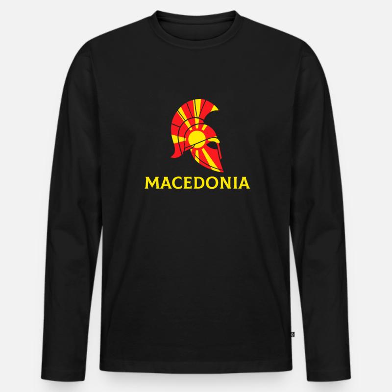 Macedonia flag, macedonia - Männer Premium Bio Langarmshirt - Schwarz