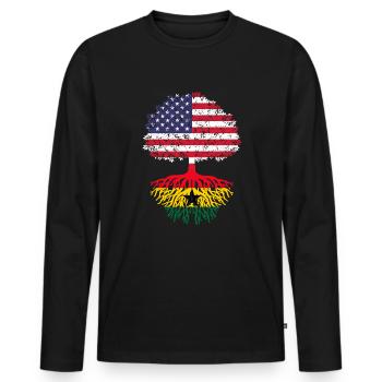Drapeau américain du Ghana, Arbre Ghana - T-shirt manches longues Premium bio Homme - noir - Devant - Nico (187cm)