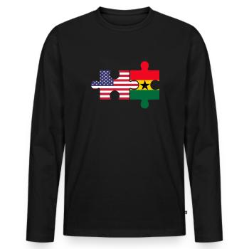 Drapeau américain du Ghana, Ghana - T-shirt manches longues Premium bio Homme - noir - Devant - Nico (187cm)